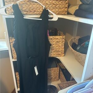 Black scalloped anthropologie mini dress